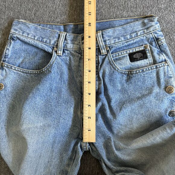 Vtg Y2K Harley Davidson Womens Side Snap Legs Boot Cut Biker Jeans - Picture 12 of 14